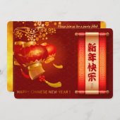 Traditionele Chinese Draak Gelukkig Nieuwjaar F Save The Date (Voorkant / Achterkant)