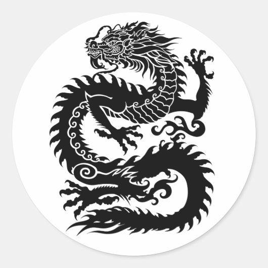 Traditionele Chinese draak Klassieke ronde sticker (Voorkant)