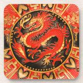 Traditionele Chinese draak rood goud Bier Onderzetter (Voorkant)