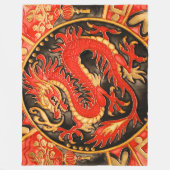 Traditionele Chinese draak rood goud Fleece Deken (Voorkant)