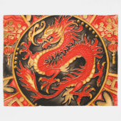 Traditionele Chinese draak rood goud Fleece Deken (Voorkant (Horizontaal))