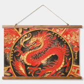 Traditionele Chinese draak rood goud Hangend Wandkleed (Voorkant)