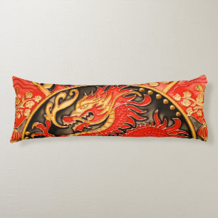 Traditionele Chinese draak rood goud Lichaamskussen