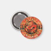 Traditionele Chinese draak rood goud Magneet (Voorkant / Achterkant)