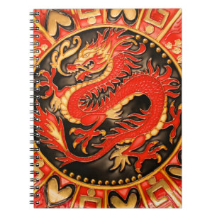 Traditionele Chinese draak rood goud Notitieboek