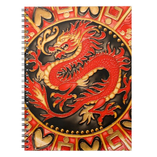 Traditionele Chinese draak rood goud Notitieboek (Voorkant)