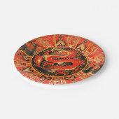 Traditionele Chinese draak rood goud Papieren Bordje (Gekanteld)