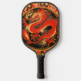 Traditionele Chinese draak rood goud Pickleball Paddle