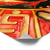 Traditionele Chinese draak rood goud Poster (Hoek)