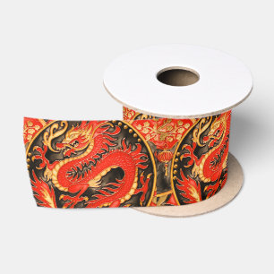 Traditionele Chinese draak rood goud Satijnen Lint