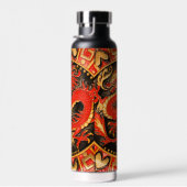 Traditionele Chinese draak rood goud Waterfles (Rechts)