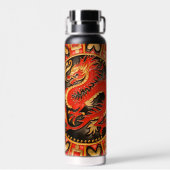 Traditionele Chinese draak rood goud Waterfles (Achterkant)