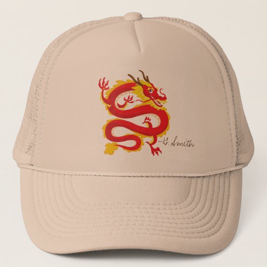 Traditionele Chinese draak. Voeg Jouw naam toe. Trucker Pet (Voorkant)