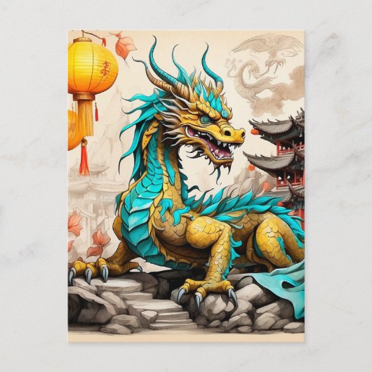 Traditionele Chinese draak voor Chinees Nieuwjaar Briefkaart (Voorkant)