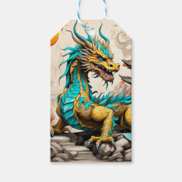 Traditionele Chinese draak voor Chinees Nieuwjaar Cadeaulabel