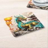 Traditionele Chinese draak voor Chinees Nieuwjaar Kartonnen Onderzetters (Schuin)