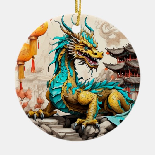 Traditionele Chinese draak voor Chinees Nieuwjaar Keramisch Ornament (Voorkant)