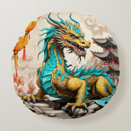 Traditionele Chinese draak voor Chinees Nieuwjaar Rond Kussen