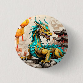 Traditionele Chinese draak voor Chinees Nieuwjaar Ronde Button 3,2 Cm
