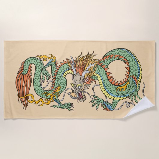 Traditionele Chinese dragon Beach Towel Strandlaken (Voorkant)