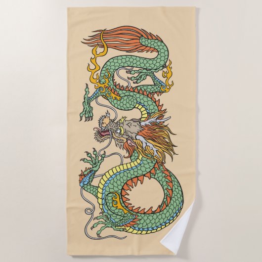Traditionele Chinese dragon Beach Towel Strandlaken (Voorkant)