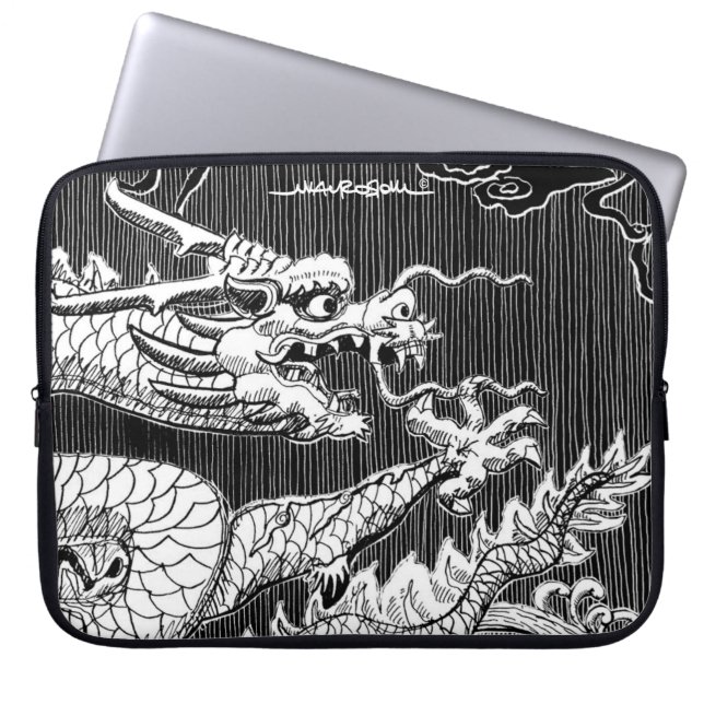 Traditionele Chinese Dragon inkt-pen schets Laptop Sleeve (Voorkant)