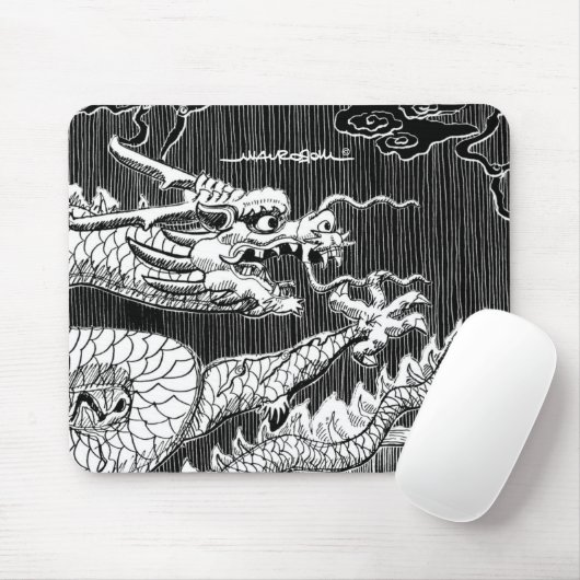 Traditionele Chinese Dragon inkt-pen schets Muismat (Met muis)