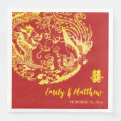 Traditionele Chinese Dragon Phoenix logo bruiloft Servet (Voorkant)
