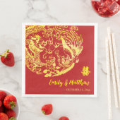 Traditionele Chinese Dragon Phoenix logo bruiloft Servet (Insitu)