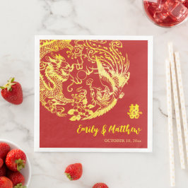 Traditionele Chinese Dragon Phoenix logo bruiloft Servet