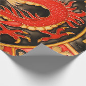 Traditionele Chinese Dragon Red Gold Decoupage Cadeaupapier (Hoek)