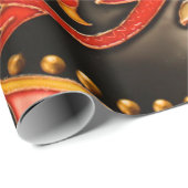 Traditionele Chinese Dragon Red Gold Decoupage Cadeaupapier (Rol Hoek)