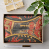 Traditionele Chinese Dragon Red Gold Decoupage Tissuepapier (Geschenk)