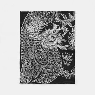 Traditionele Chinese drakentekening zwart Fleece Deken