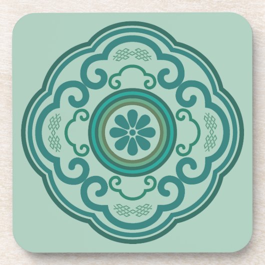 traditionele Chinese groene Ruyi wolk Bier Onderzetter (Voorkant)