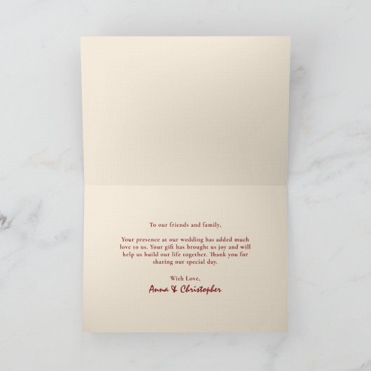 Traditionele Chinese huwelijksgeluk Peranakan Bedankkaart (Binnen)