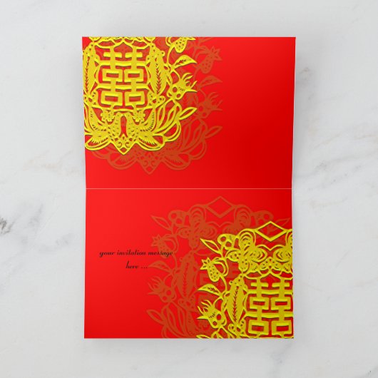 Traditionele Chinese huwelijksuitnodigingskaart (Binnen)