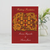 Traditionele chinese huwelijksuitnodigingskaart kaart (Staand voorkant)