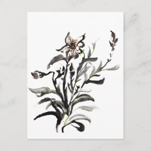 Traditionele Chinese inktschilderbloemen Briefkaart