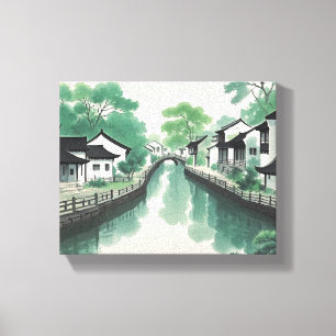 Traditionele Chinese landschapsschilderkunst, klas Canvas Afdruk