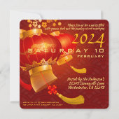 Traditionele Chinese Nieuwjaar Dragon Lanterns SqI Save The Date (Achterkant)