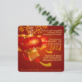 Traditionele Chinese Nieuwjaar Dragon Party SqIn Save The Date (Staand voorkant)