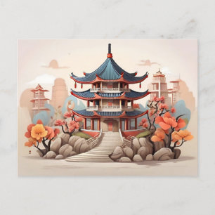 Traditionele Chinese pagode Briefkaart