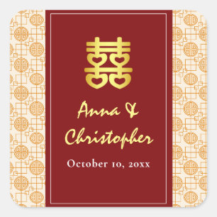 Traditionele Chinese Peranakan-huwelijk Vierkante Sticker