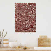 Traditionele Chinese Rode Papierknipkunst Poster (Keuken)