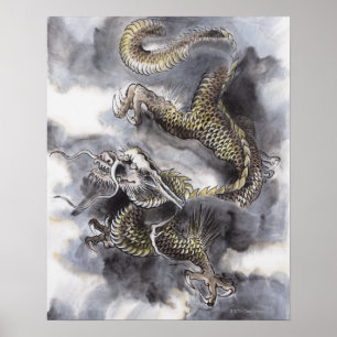 Traditionele Chinese schilderijen, jaar van de dra Poster