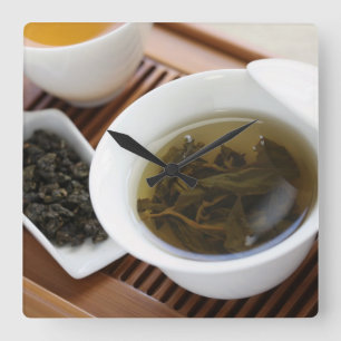 Traditionele Chinese theeceremonie: langwerpige th Vierkante Klok