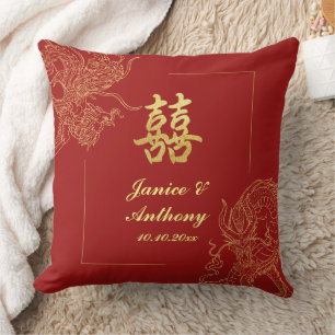 Traditionele Chinese trouwdag Draak Feng Shui Rood Kussen