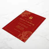 Traditionele Chinese trouwkaart met draak en fenis Folie Uitnodiging (Gedraaid)