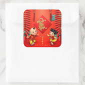 Traditionele Chinese voetzoekers Dragon Year SqS Vierkante Sticker (Tas)
